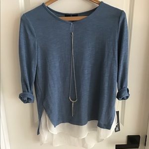 BCX Ladies Layered Look 3/4 Sleeve Top - Size S
